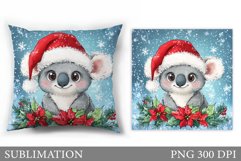 Christmas Koala Pillow Design. Christmas Pillow Sublimation Product Image 1