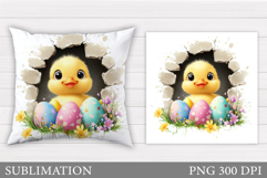 Easter Duck Pillow Design. Easter Pillow Sublimation Product Image 1