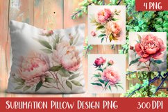 Cute peonies Sublimation | floral Pillow Sublimation Product Image 1