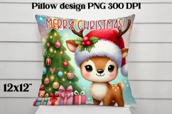Christmas deer sublimation | Christmas pillow PNG Product Image 1