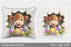 Easter Cow Pillow Design. Easter Pillow Sublimation Product Image 1