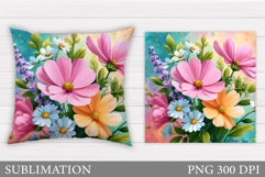 Floral Pillow Design. Flowers Pillow Sublimation Product Image 1