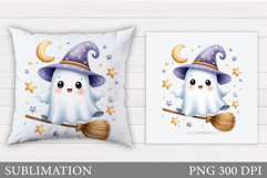 Cute Ghost Pillow Design. Cute Ghost Sublimation Product Image 1