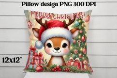 Christmas deer sublimation | Christmas pillow PNG Product Image 1