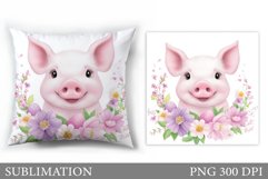 Cute Pig Pillow Sublimation. Cute Pig Sublimation Product Image 1