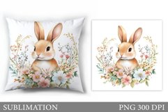 Cute Bunny Sublimation. Cute Bunny Pillow Sublimation Product Image 1