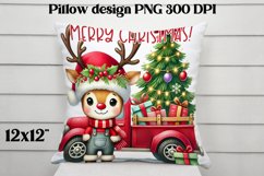 Christmas deer sublimation | Christmas pillow PNG Product Image 1