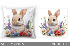 Cute Bunny Pillow Design. Cute Bunny Sublimation Product Image 1