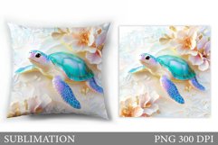 Sea Turtle Pillow Design. Sea Turtle Sublimation Product Image 1