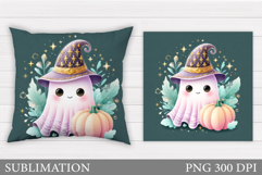 Cute Ghost Pillow Design. Cute Halloween Sublimation Product Image 1