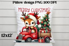 Christmas deer sublimation | Christmas pillow PNG Product Image 1