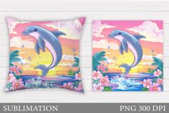 Dolphin Pillow Sublimation. Dolphin Sublimation Product Image 1