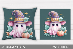 Halloween Ghost Pillow Design. Halloween Ghost Sublimation Product Image 1