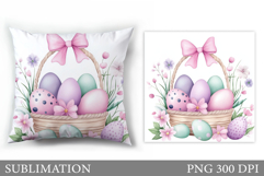 Easter Eggs Pillow Sublimation. Easter Basket Pillow Design Product Image 1