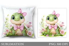 Turtle Pillow Sublimation. Turtle Flowers Sublimation Product Image 1