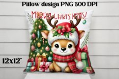 Christmas deer sublimation | Christmas pillow PNG Product Image 1