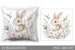 Cute Bunny Pillow Sublimation. Bunny Summer Sublimation Product Image 1
