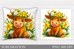 Cute Cow Pillow Design. Cute Cow Sublimation Product Image 1