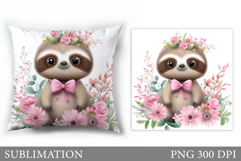 Cute Sloth Pillow Sublimation. Cute Sloth Sublimation Product Image 1