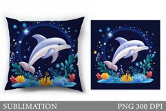 Dolphin Pillow Sublimation. Dolphin Sublimation Product Image 1