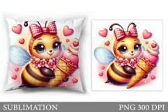Valentines Bee Pillow Design. Valentines Pillow Sublimation Product Image 1