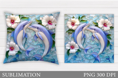 Dolphins Pillow Sublimation. Dolphin Sublimation Product Image 1