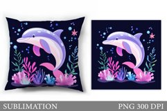 Cute Dolphin Sublimation. Dolphin Pillow Sublimation Product Image 1