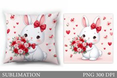 Cute Bunny Pillow Sublimation. Valentine Pillow Design Product Image 1
