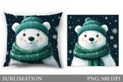 Polar Bear Pillow Design. Christmas Pillow Sublimation Product Image 1