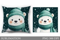 Polar Bear Pillow Design. Christmas Pillow Sublimation Product Image 1