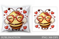 Valentines Bee Pillow Design. Valentines Pillow Sublimation Product Image 1