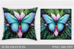 Butterfly Flowers Sublimation. Butterfly Pillow Sublimation Product Image 1