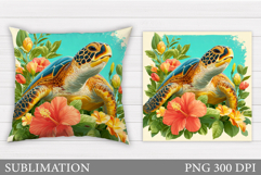 Sea Turtle Pillow Design. Cute Turtle Sublimation Product Image 1