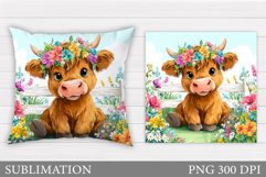 Cute Cow Pillow Design. Cute Cow Sublimation Product Image 1