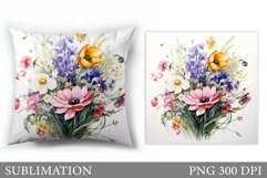 Flowers Sublimation. Flowers Pillow Sublimation Product Image 1