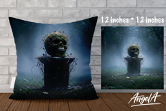 Pillow cover sublimation Halloween skull, horror case PNG Product Image 1