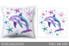 Cute Dolphin Sublimation. Dolphin Pillow Sublimation Product Image 1