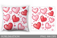 Hearts Pillow Design. Valentines Pillow Sublimation Product Image 1