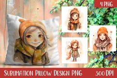Cute girls autumn Sublimation | girl Pillow Sublimation Product Image 1