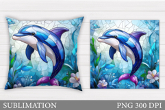 Cute Dolphin Sublimation. Dolphin Pillow Sublimation Product Image 1