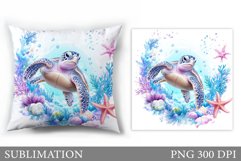 Sea Turtle Pillow Design. Sea Turtle Sublimation Product Image 1