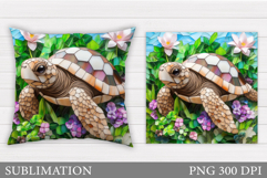 Sea Turtle Pillow Design. Cute Turtle Sublimation Product Image 1