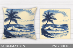 Palm Tree Pillow Sublimation. Summer Sublimation Product Image 1