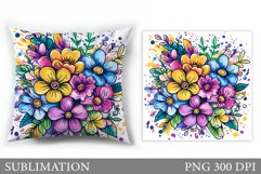Floral Pillow Sublimation. Flowers Pillow Sublimation Product Image 1