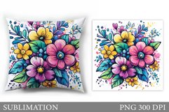 Floral Pillow Sublimation. Flowers Sublimation Product Image 1