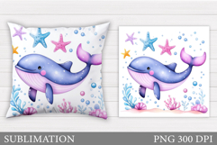 Whale Pillow Sublimation. Whale Sublimation Product Image 1