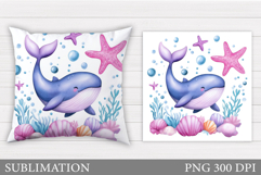 Whale Pillow Sublimation. Whale Sublimation Product Image 1