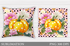 Pumpkin Pillow Design. Flowers Pillow Sublimation Product Image 1