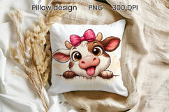 Funny animal peeking pillow | Cute animal pillow sublimation Product Image 1