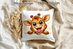 Funny animal peeking pillow | Cute animal pillow sublimation Product Image 1